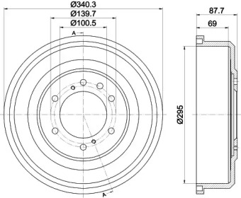 HELLA PAGID 8dt355302621 -  Тормозной барабан